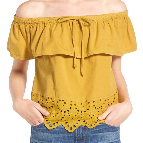 Madewell Off the Shoulder Eyelet Top sz L - Picture 1 of 8